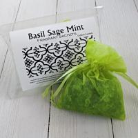 Basil Sage Mint Sachets, 2pc set, vivid herbal