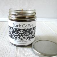 Black Coffee Jar Candle, 9oz size, strong coffee fragrance