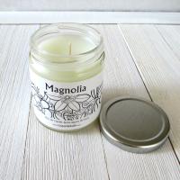 Magnolia Jar Candle, 9oz, realistic white floral