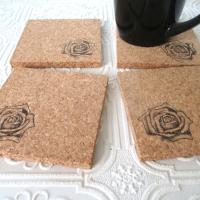 Black Rose Coaster Set (4pc)