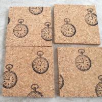 Telling Time Pocket Watch design Coaster Set (4pc)