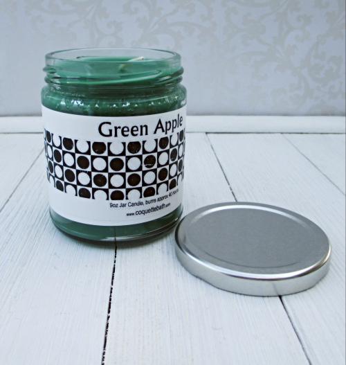 Green Apple Jar Candle, fresh crisp apple fragrance