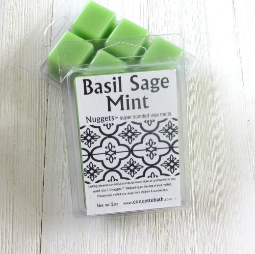 Basil Sage Mint Nuggets™ wax melts, vivid herbal fragrance