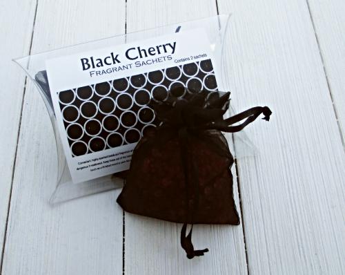 Black Cherry Sachets, set of 2 organza sachets, fruity