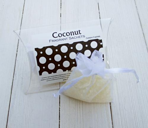 Coconut Sachets, 2pc package, tropical fruit fragrance
