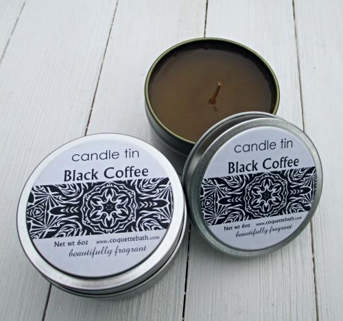 Black Coffee Tinned Candle, 6oz