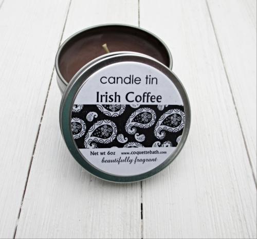 Irish Coffee Tinned Candle, 6oz size
