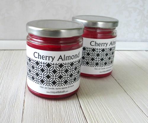 Cherry Almond Jar Candle, 9oz size, classic fruity fragrance