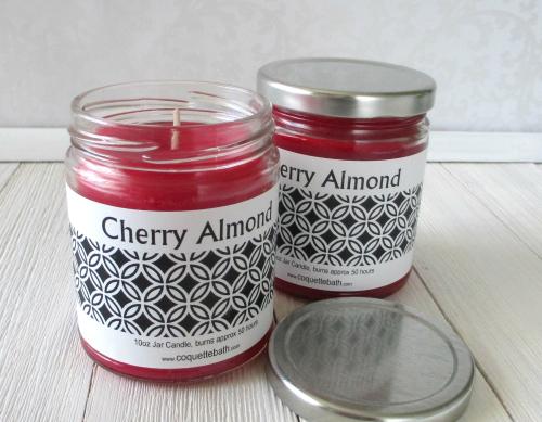 Cherry Almond Jar Candle, 9oz size, classic fruity fragrance