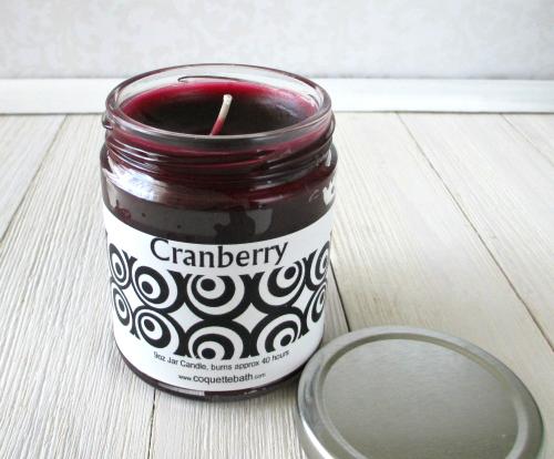 Cranberry Jar Candle, 9oz, realistic tart fruity fragrance for home