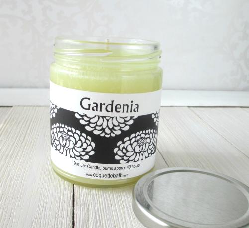 Gardenia Jar Candle, realistic southern white floral, 9oz container