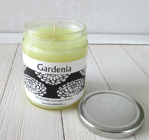 Gardenia Jar Candle, realistic southern white floral, 9oz container