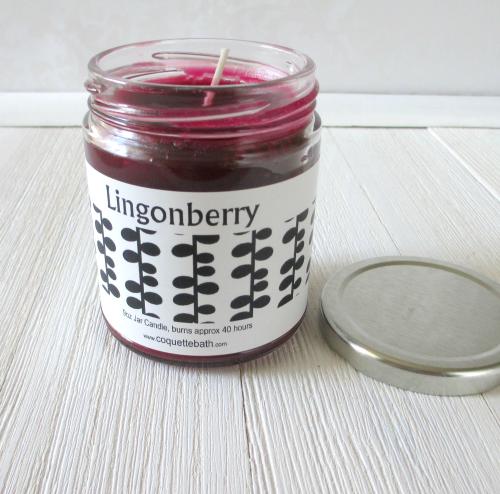 Lingonberry Jar Candle, 9oz, tart fruity fragrance