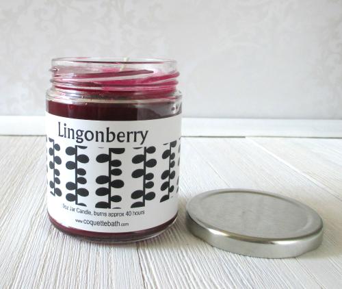 Lingonberry Jar Candle, 9oz, tart fruity fragrance