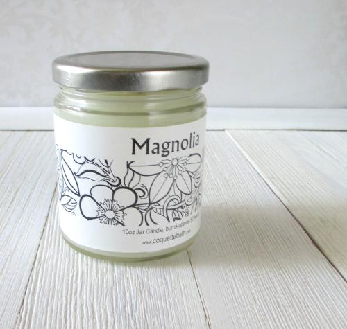 Magnolia Jar Candle, 9oz, realistic white floral