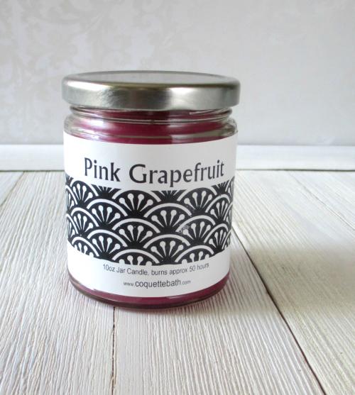 Pink Grapefruit Jar candle, 9oz size, warm citrus fragrance