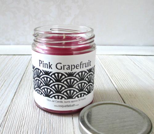 Pink Grapefruit Jar candle, 9oz size, warm citrus fragrance