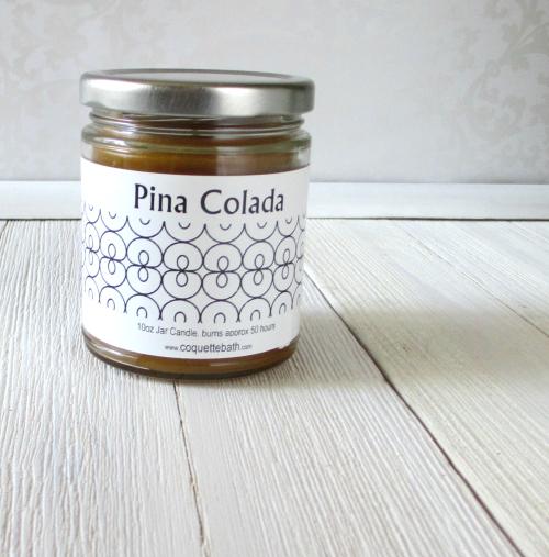 Pina Colada Jar Candle, 9oz size, tropical fruit coconut blend