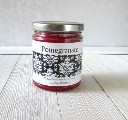 Pomegranate Jar Candle, 9oz, warm fruity fragrance, classic holiday scent