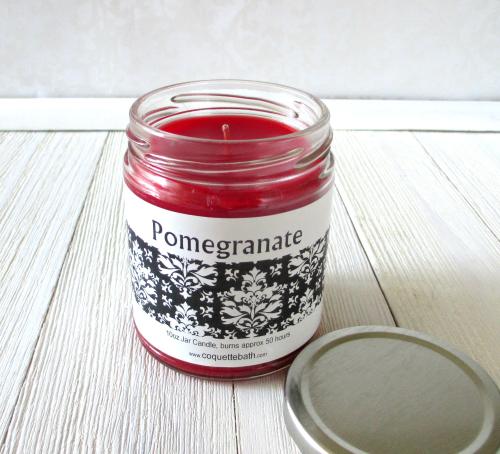 Pomegranate Jar Candle, 9oz, warm fruity fragrance, classic holiday scent