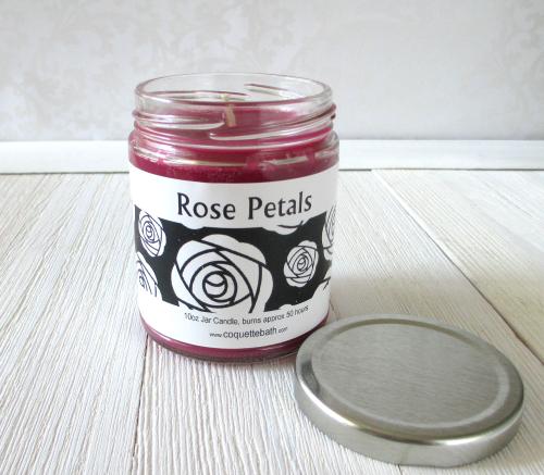 Rose Petals Jar candle, 9oz size, classic tea rose fragrance