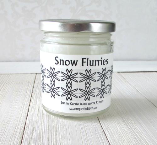 Snow Flurries Jar Candle, winter fragrance, peppermint floral herbal