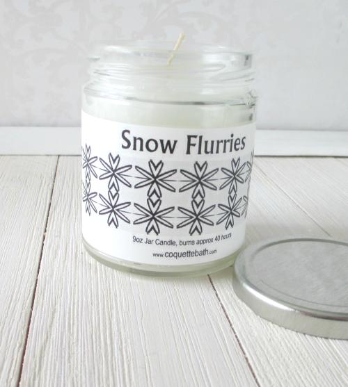 Snow Flurries Jar Candle, winter fragrance, peppermint floral herbal