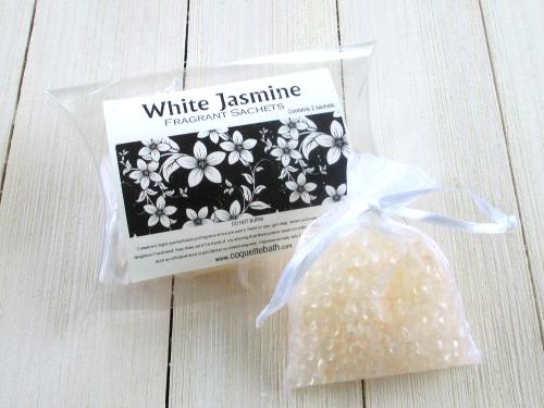 White Jasmine Sachets 2pc set, realistic white spring floral