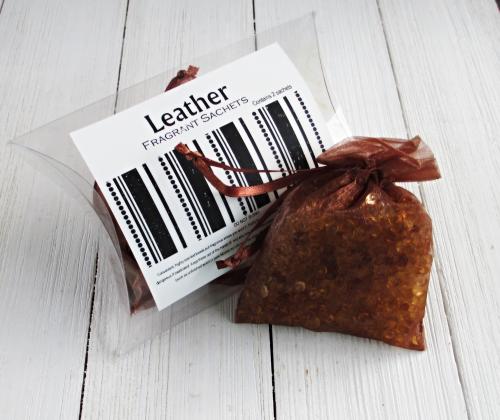 Leather sachets, 2pc set, classic cowhide fragrance