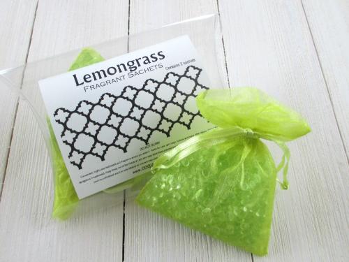 Lemongrass Sachets, 2pc package, light spa herbal scent