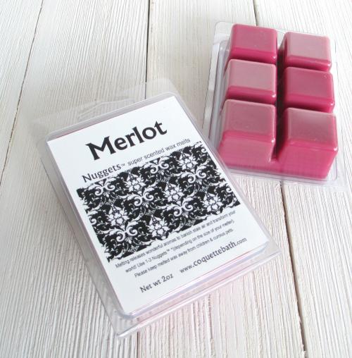 Merlot wax melts, Nuggets™, 2oz size, rich red wine fragrance