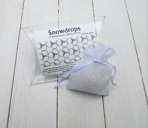 Snowdrop Sachet, 2pc set, light white floral scent