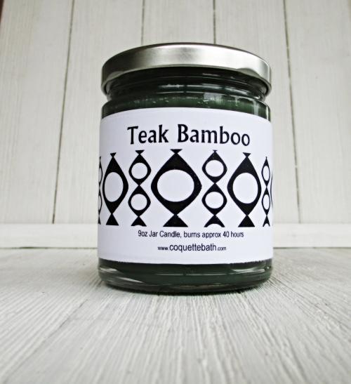 Teak Bamboo Jar Candle, fresh herbal blend