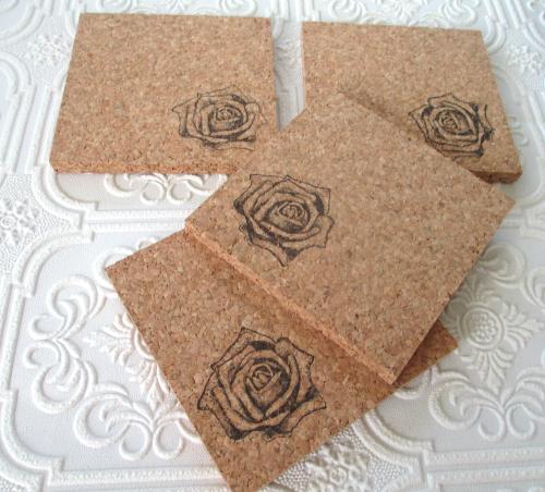 Black Rose Coaster Set (4pc)