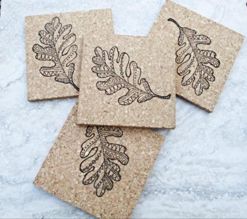 Tattoo Leaf Coaster Set (4pc)