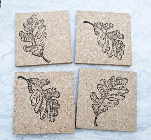 Tattoo Leaf Coaster Set (4pc)