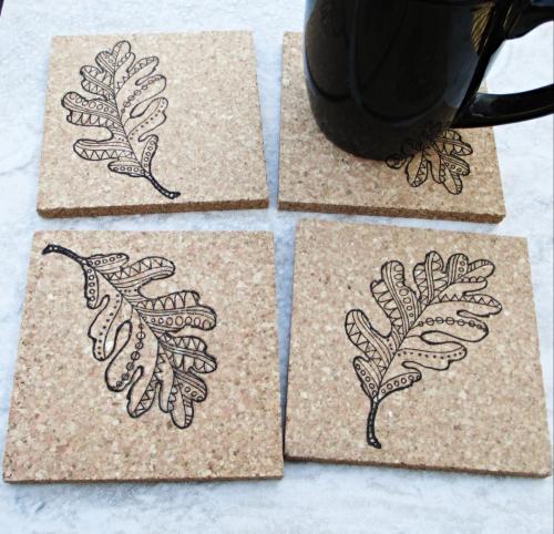 Tattoo Leaf Coaster Set (4pc)