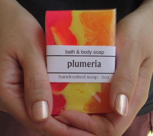 wrapped bar of Plumeria soap