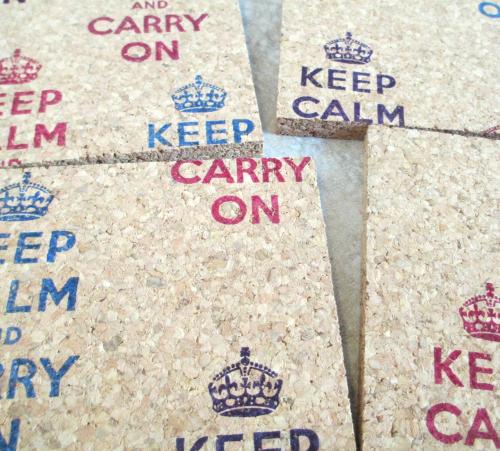 Keep Calm & Carry on (colors) Coaster Set (4pc)