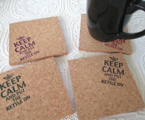 Keep Calm & Put the Kettle On (colors) Coaster Set (4pc)