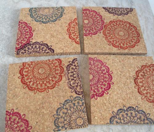 Mandala (hot colors) Coaster Set, (4pc)