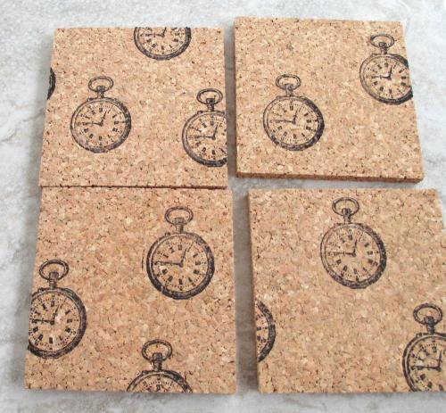 Telling Time Pocket Watch design Coaster Set (4pc)