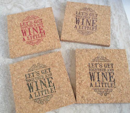 Wine  A little design Coaster Set in color (4pc)