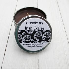 Irish Coffee Tinned Candle, 6oz size
