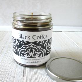 Black Coffee Jar Candle, 9oz size, strong coffee fragrance