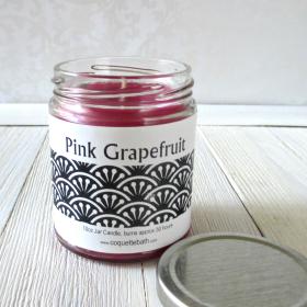 Pink Grapefruit Jar candle, 9oz size, warm citrus fragrance