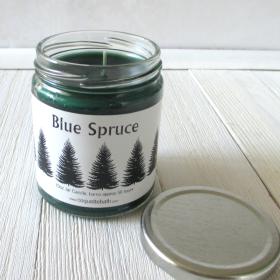 Blue Spruce Jar Candle, classic forest fragrance, holiday scent