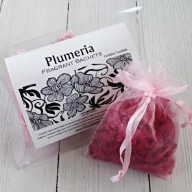 Plumeria Sachet 2pc set, soft tropical floral