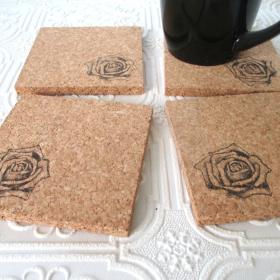 Black Rose Coaster Set (4pc)