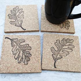 Tattoo Leaf Coaster Set (4pc)